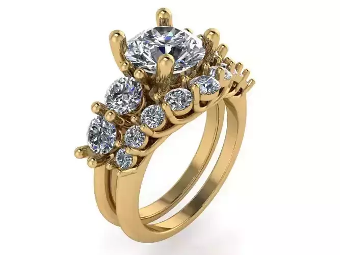 2-Band Diamond ring 1425 3D print model