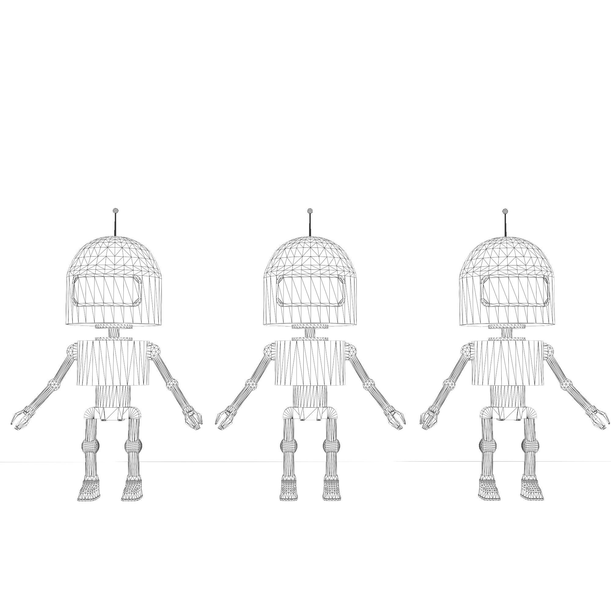 A low-poly 3D modelof a robot of three types Low-poly 3D model_11