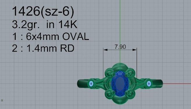 Small Blue Diamond ring 1426 3D print model 3D print model_4