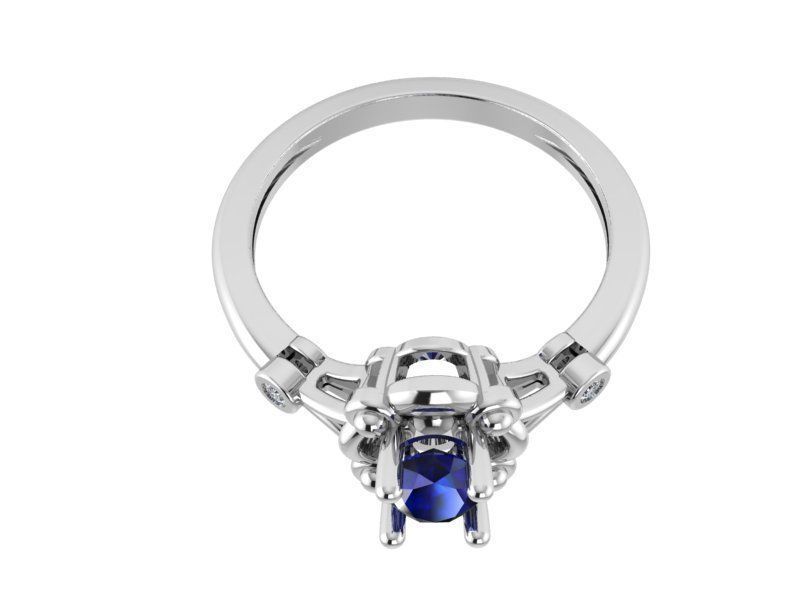 Small Blue Diamond ring 1426 3D print model 3D print model_2