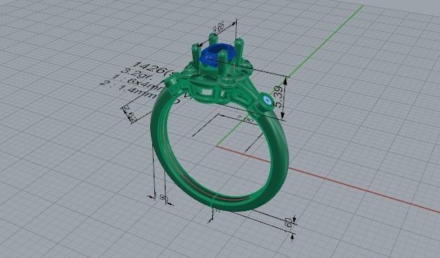 Small Blue Diamond ring 1426 3D print model 3D print model_5