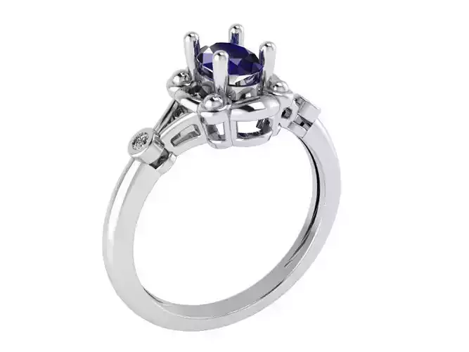 Small Blue Diamond ring  1426 3D print model