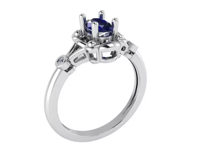 Small Blue Diamond ring 1426 3D print model 3D print model_0