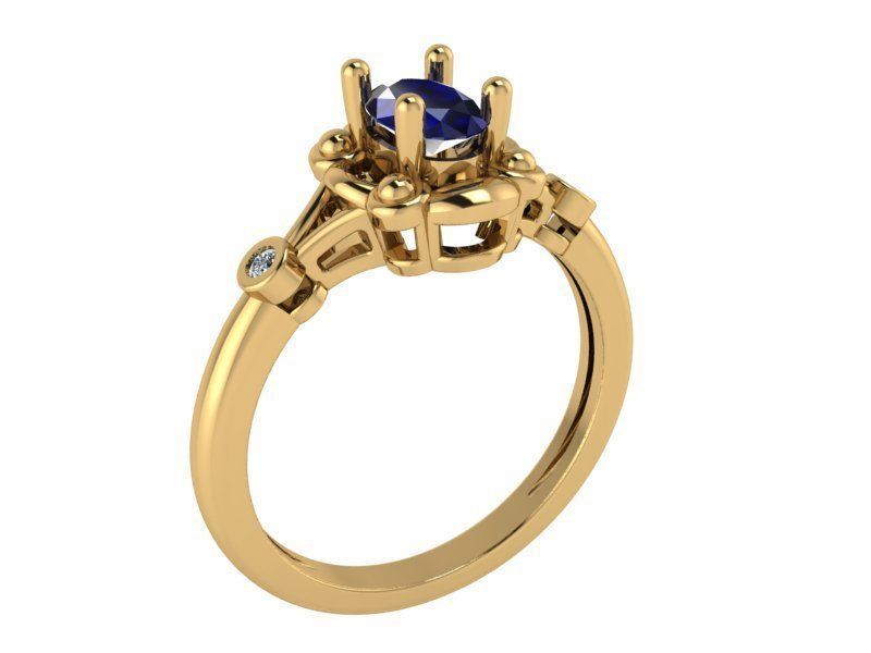 Small Blue Diamond ring 1426 3D print model 3D print model_1