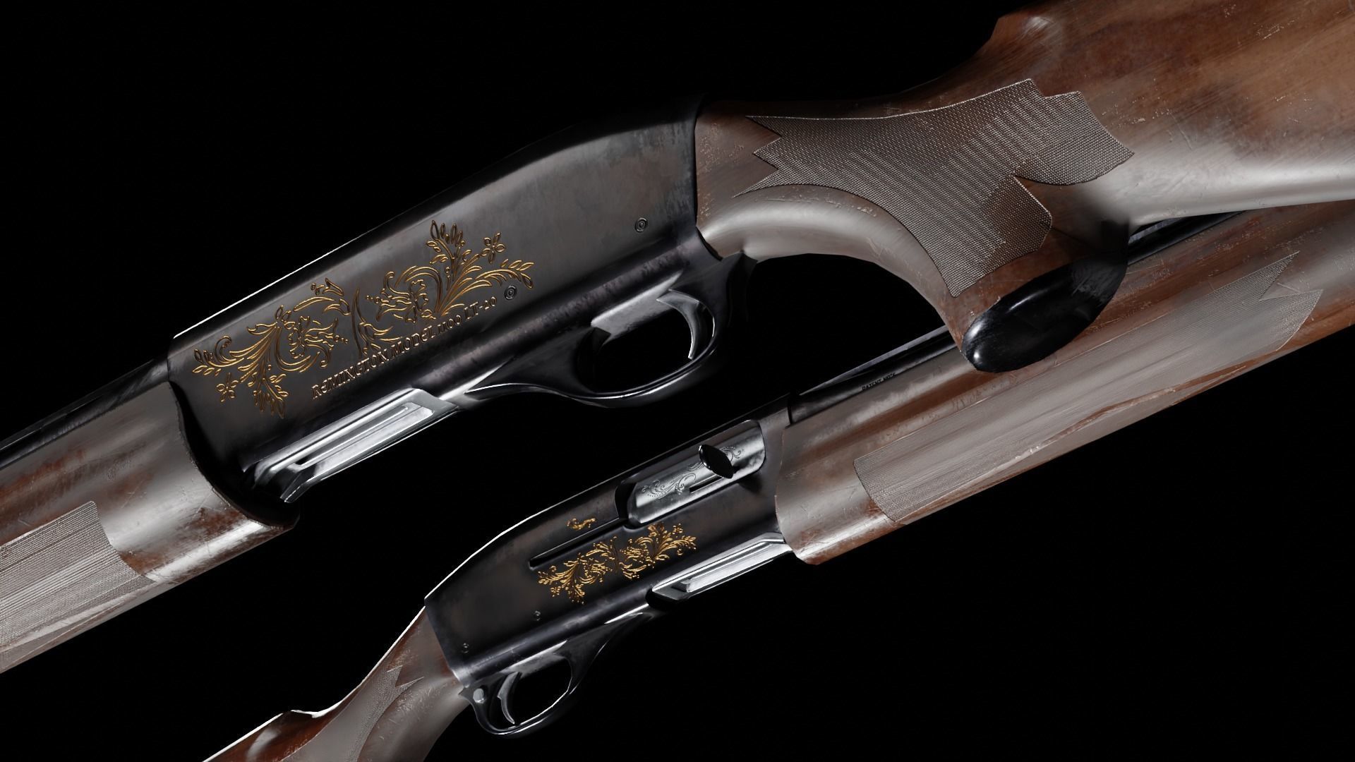 Low Poly Remington 1100 Low-poly 3D model_1