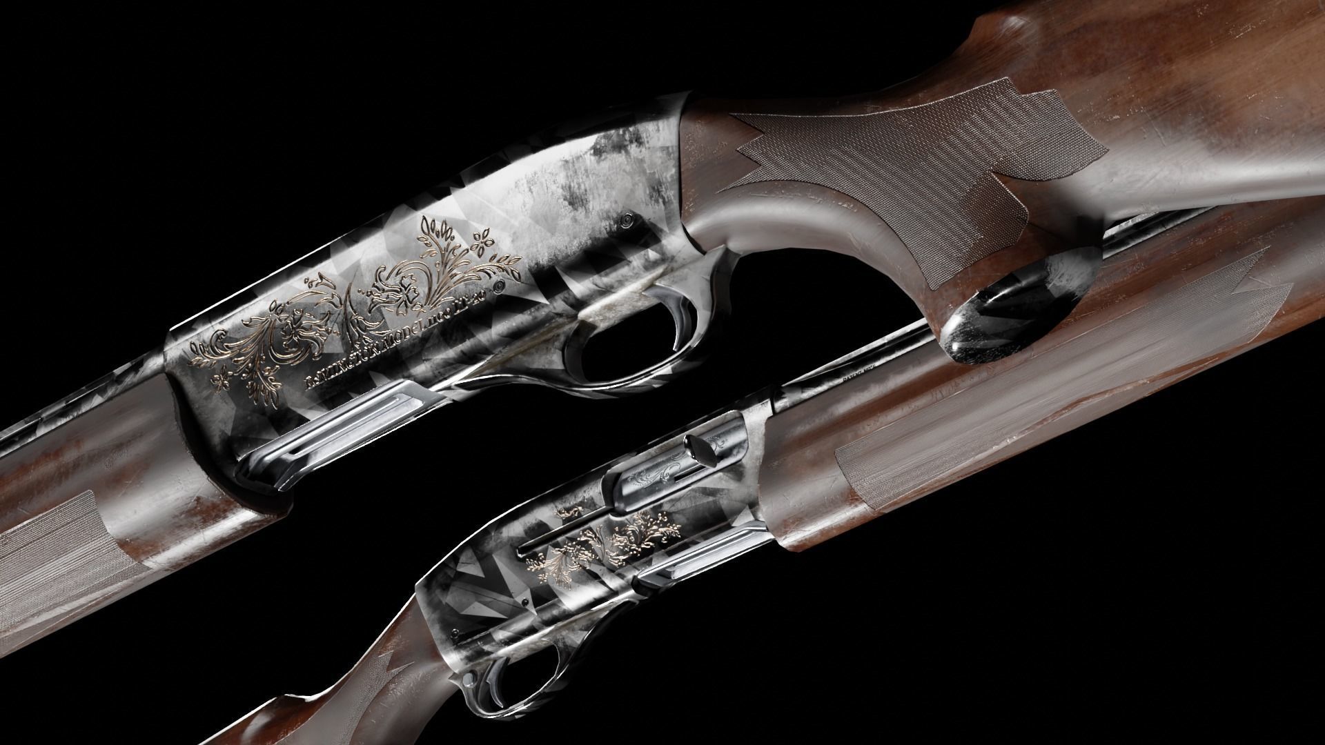 Low Poly Remington 1100 Low-poly 3D model_3