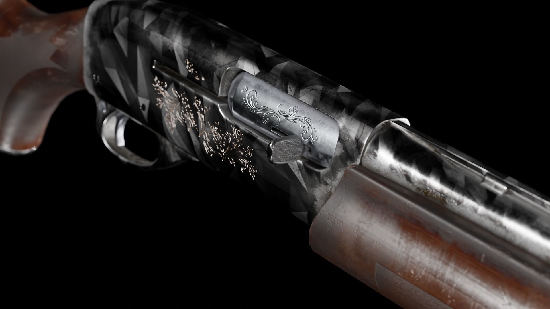 Low Poly Remington 1100 Low-poly 3D model_6