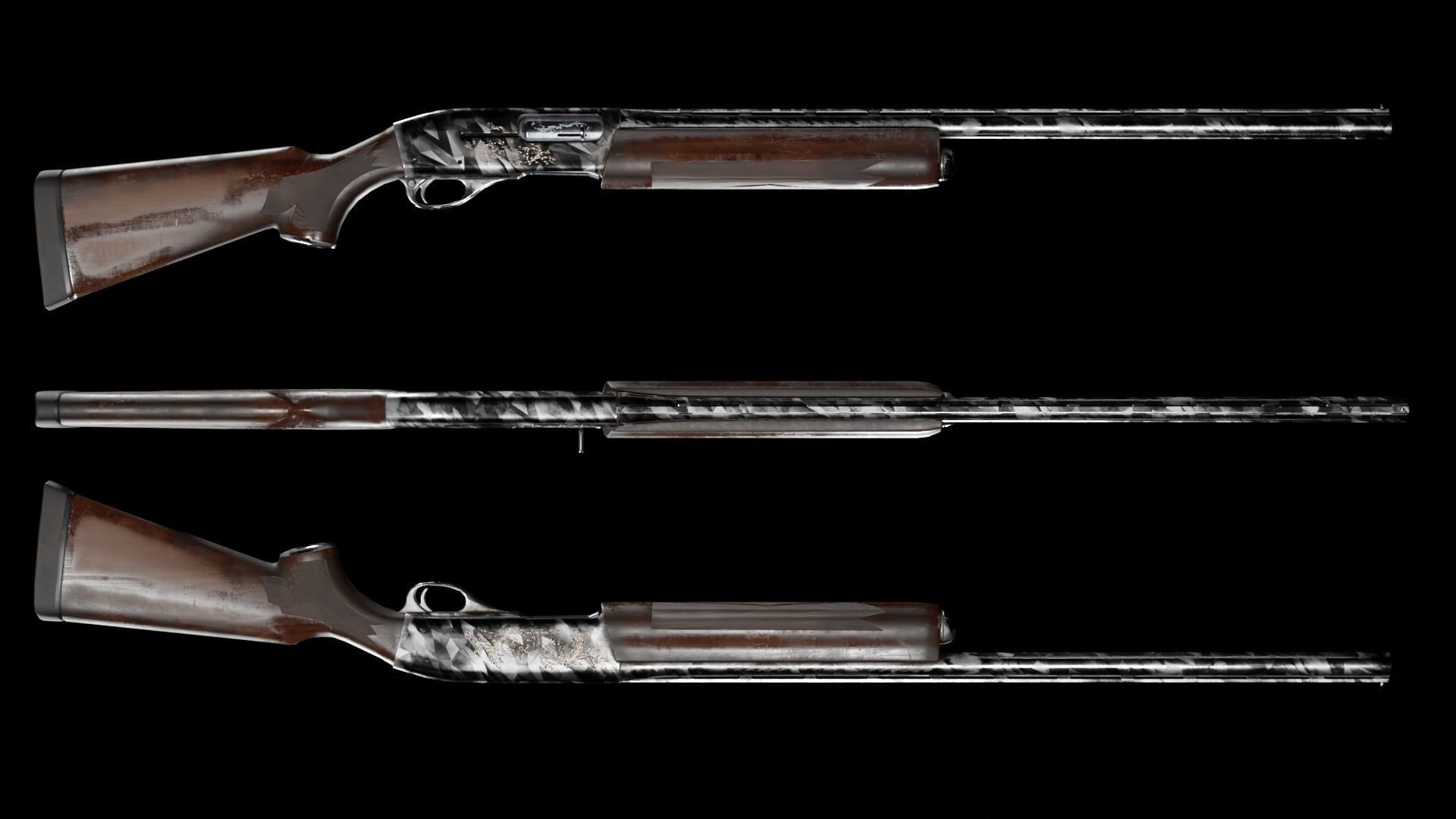 Low Poly Remington 1100 Low-poly 3D model_15