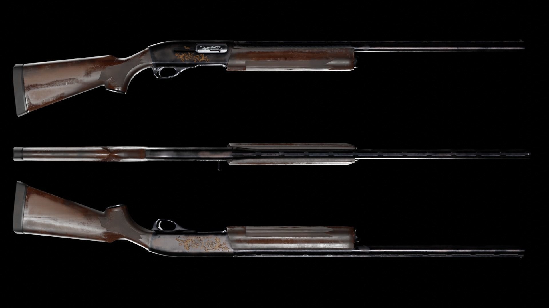 Low Poly Remington 1100 Low-poly 3D model_13