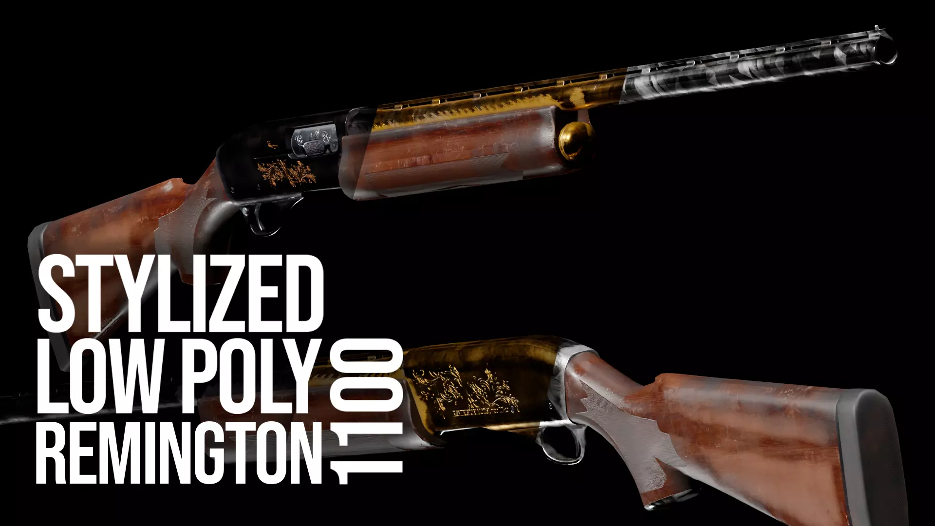 Low Poly Remington 1100 Low-poly 3D model_0