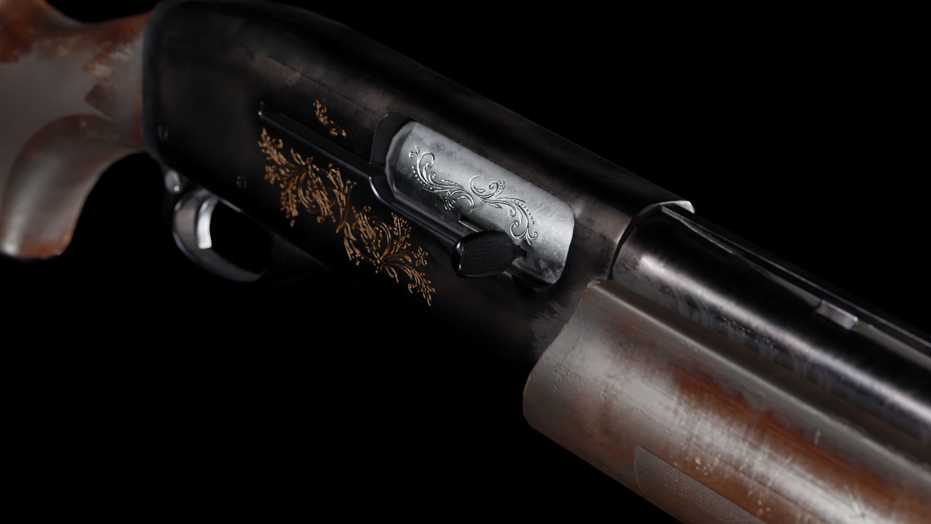 Low Poly Remington 1100 Low-poly 3D model_4