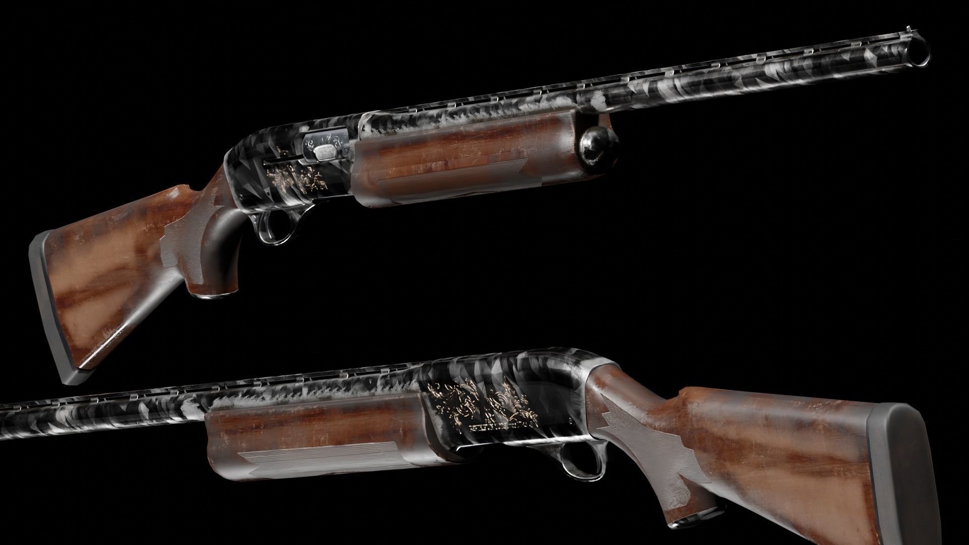 Low Poly Remington 1100 Low-poly 3D model_12