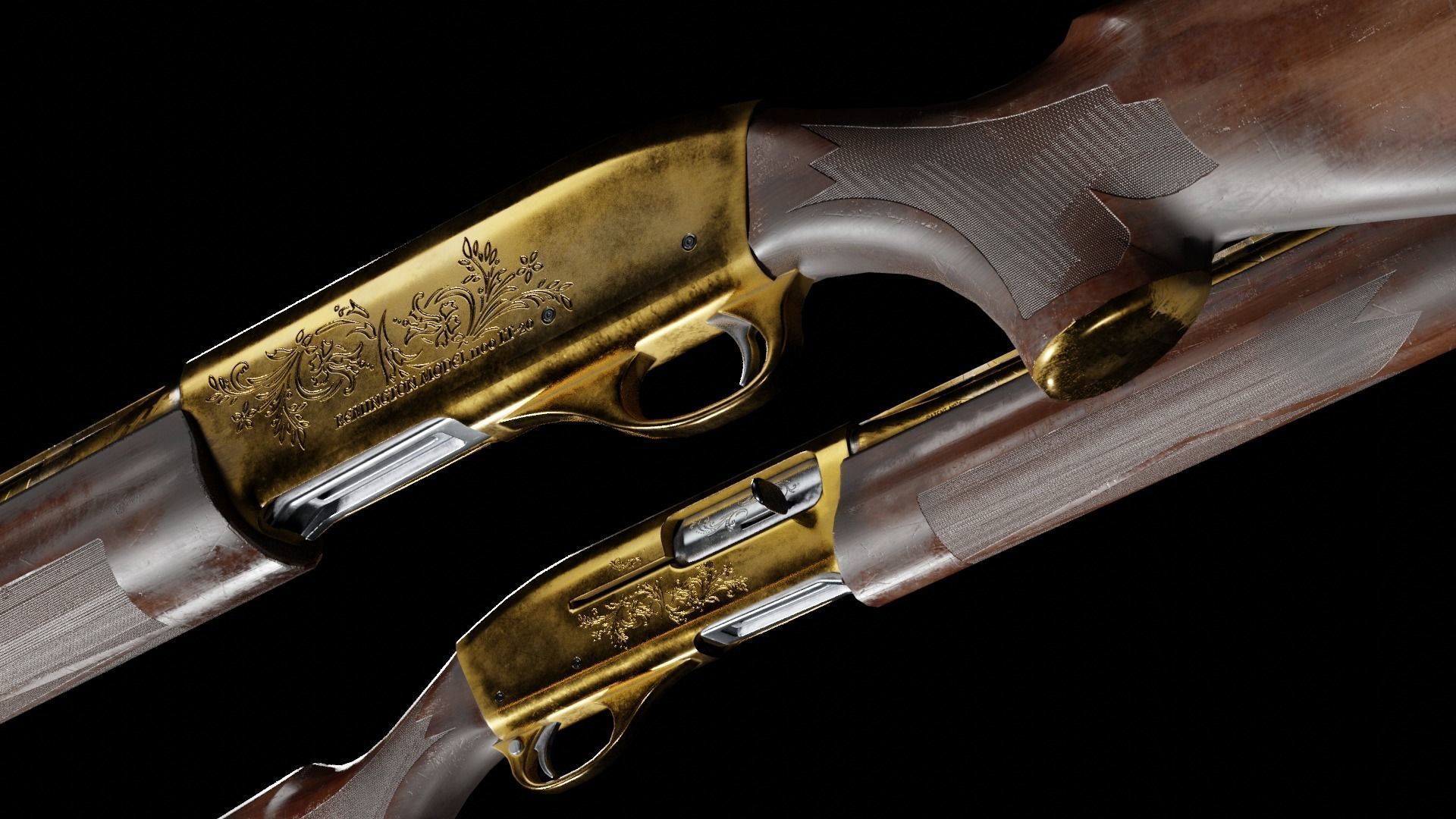 Low Poly Remington 1100 Low-poly 3D model_2