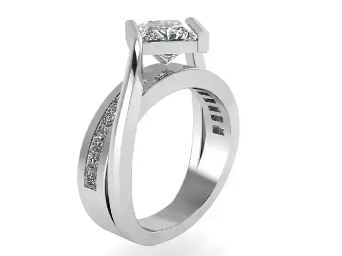 Oval Halo Ring With Notched Band 1432 3D print model