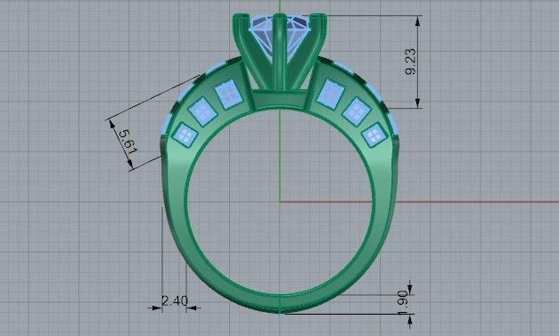 Emerald Diamond Ring 1433  3D print model 3D print model_6
