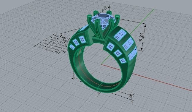 Emerald Diamond Ring 1433  3D print model 3D print model_5
