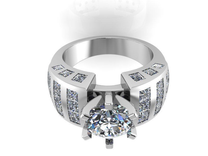 Emerald Diamond Ring 1433  3D print model 3D print model_2