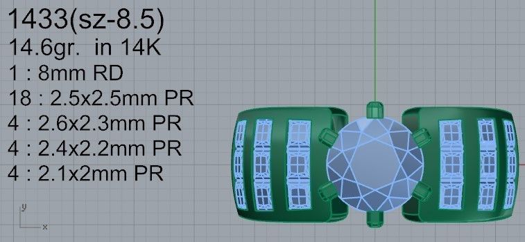 Emerald Diamond Ring 1433  3D print model 3D print model_4