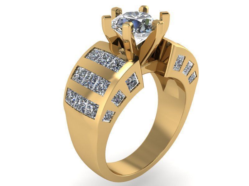 Emerald Diamond Ring 1433  3D print model 3D print model_1