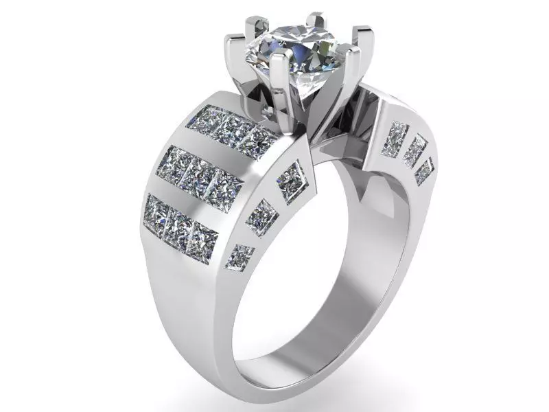 Emerald Diamond Ring 1433  3D print model 3D print model_0