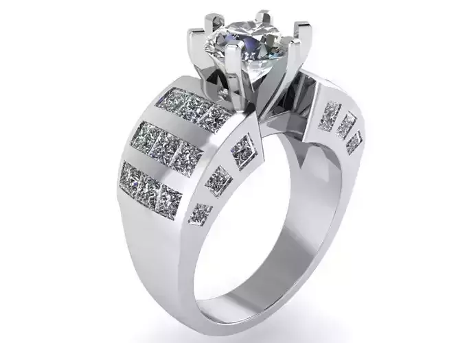 Emerald Diamond Ring 1433  3D print model