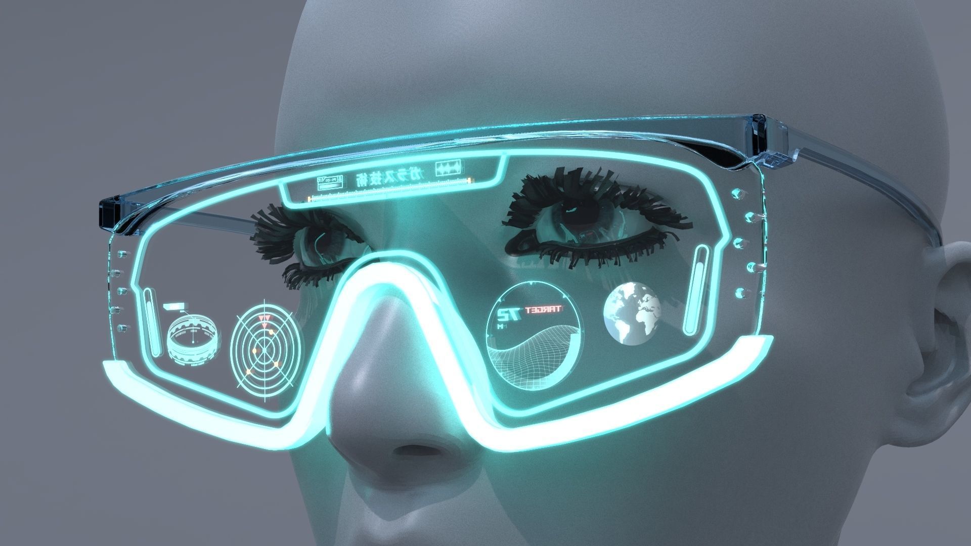 Sci fi military and Fashion glasses 3D model_1