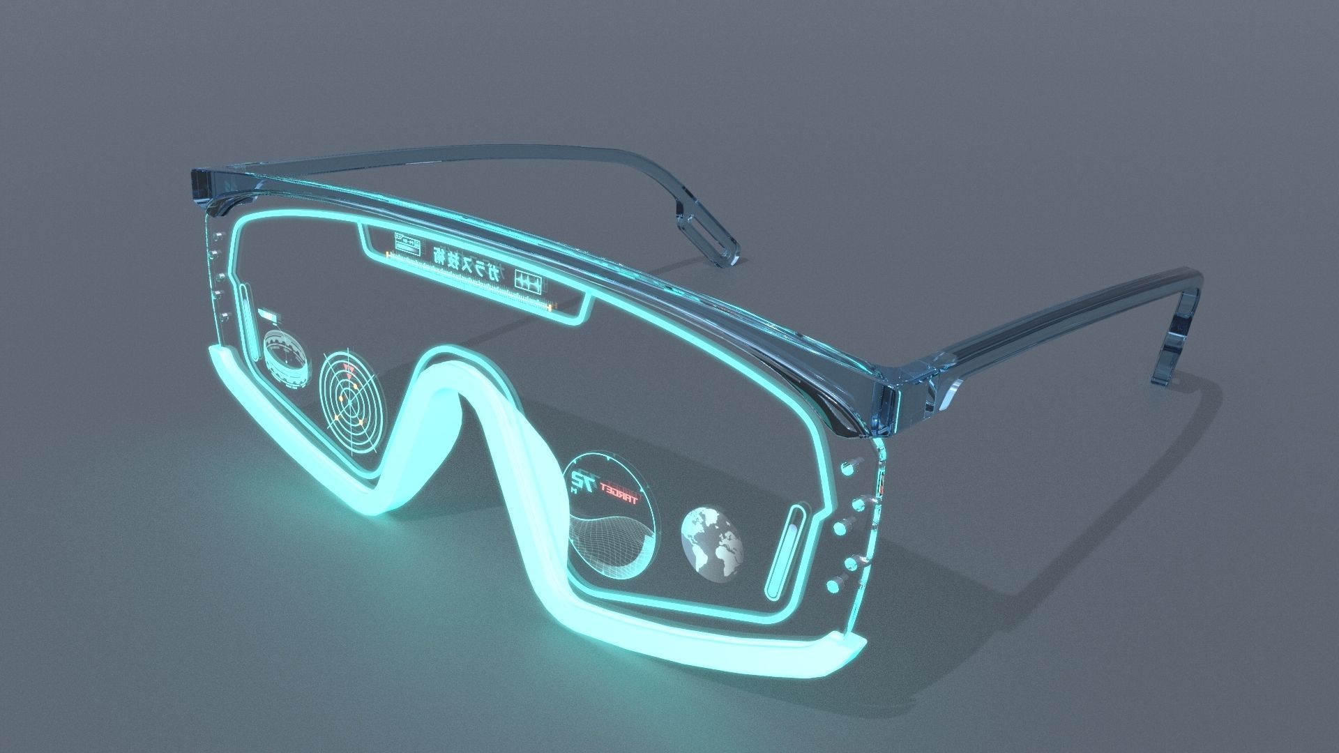 Sci fi military and Fashion glasses 3D model_4