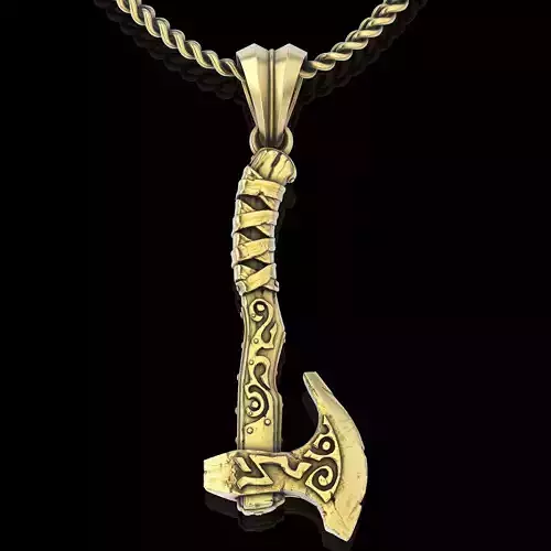 Axe pendant  gold sterling jewelry printable 3D model
