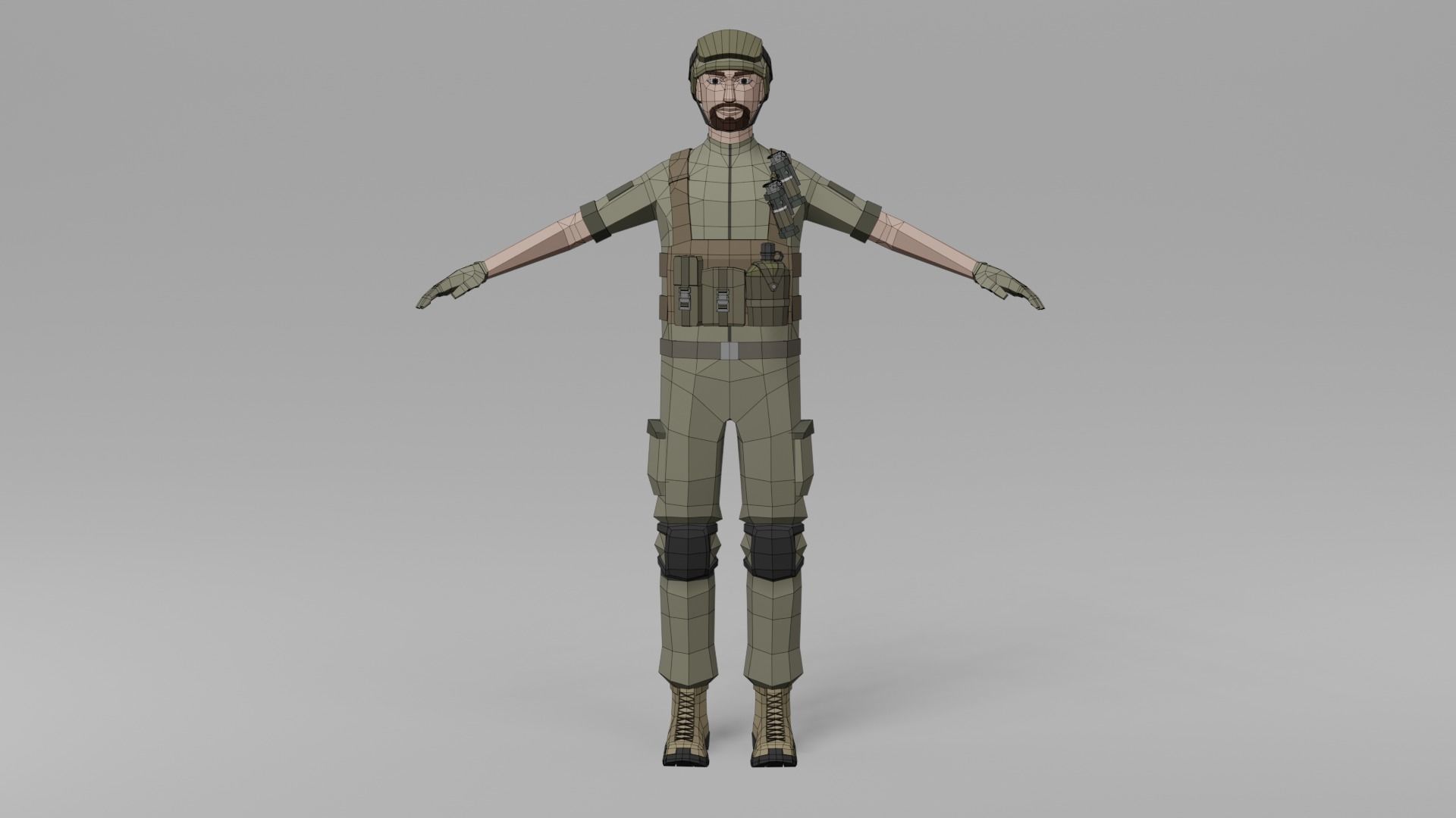 Low poly Soldiers Rigged Low-poly 3D model_8