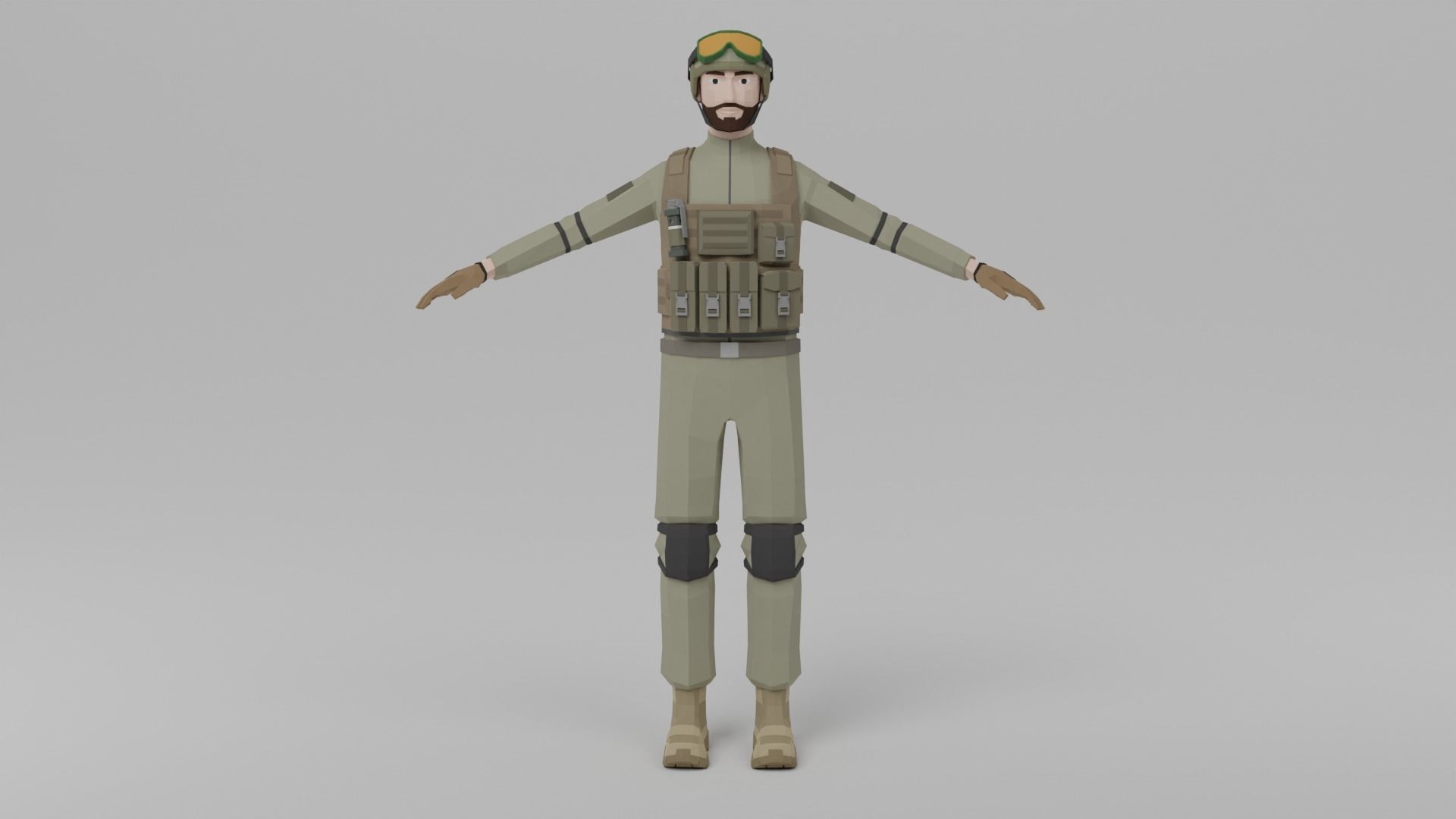 Low poly Soldiers Rigged Low-poly 3D model_5