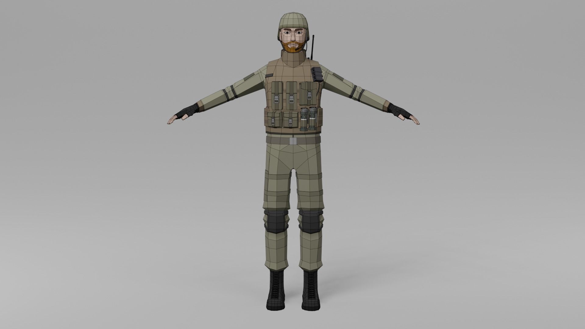 Low poly Soldiers Rigged Low-poly 3D model_16