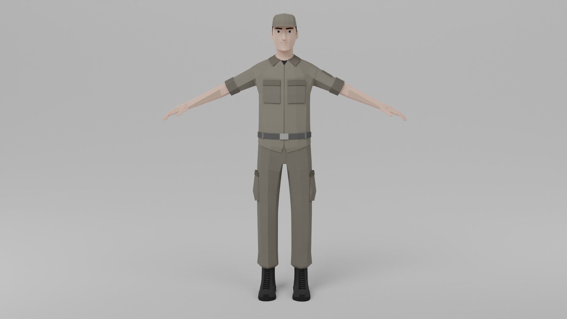 Low poly Soldiers Rigged Low-poly 3D model_11