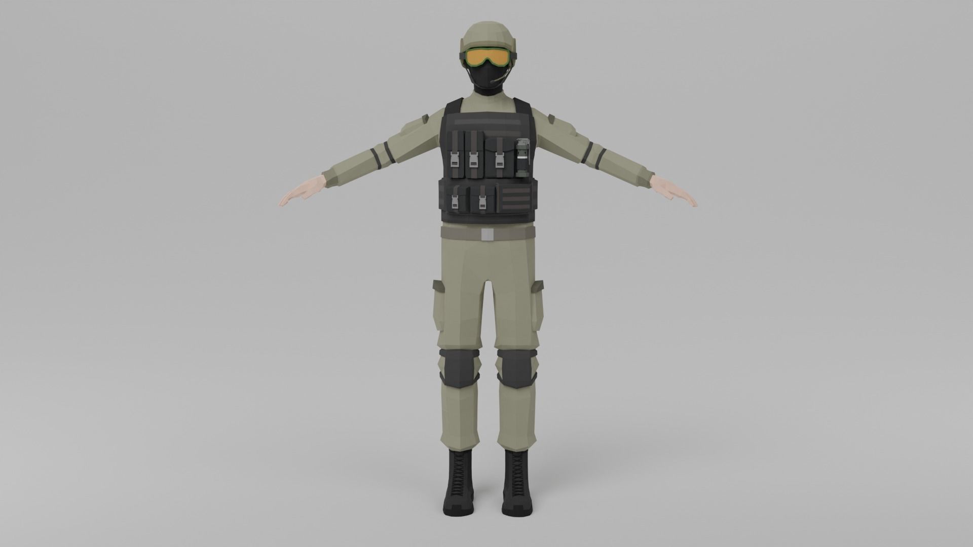 Low poly Soldiers Rigged Low-poly 3D model_9