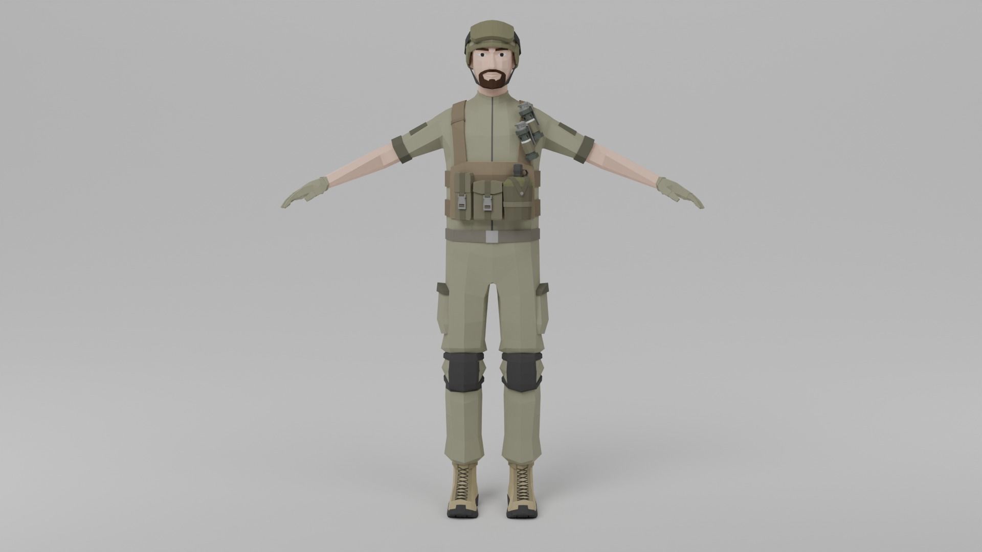 Low poly Soldiers Rigged Low-poly 3D model_7