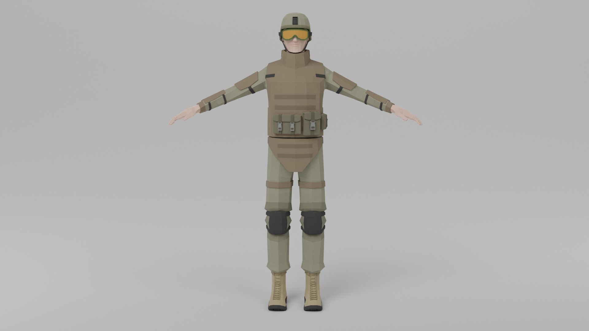 Low poly Soldiers Rigged Low-poly 3D model_19