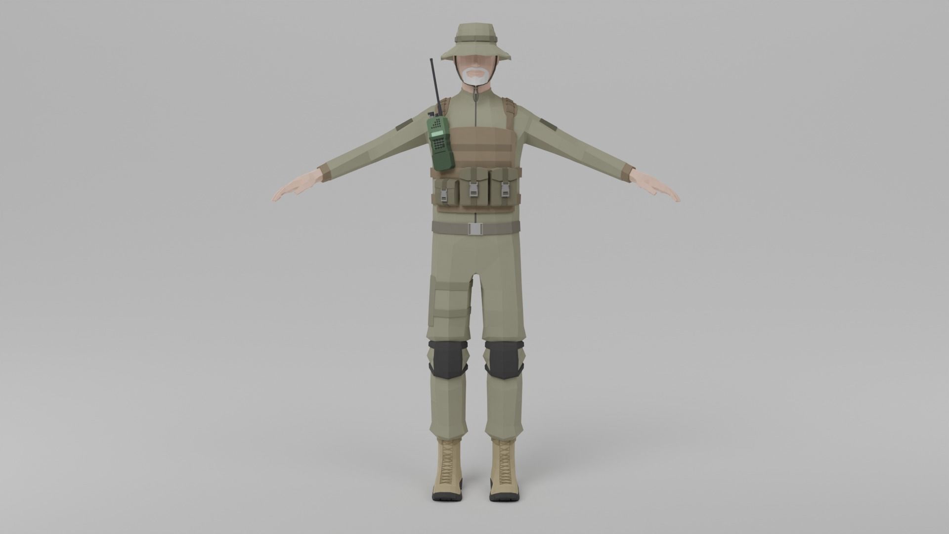 Low poly Soldiers Rigged Low-poly 3D model_17