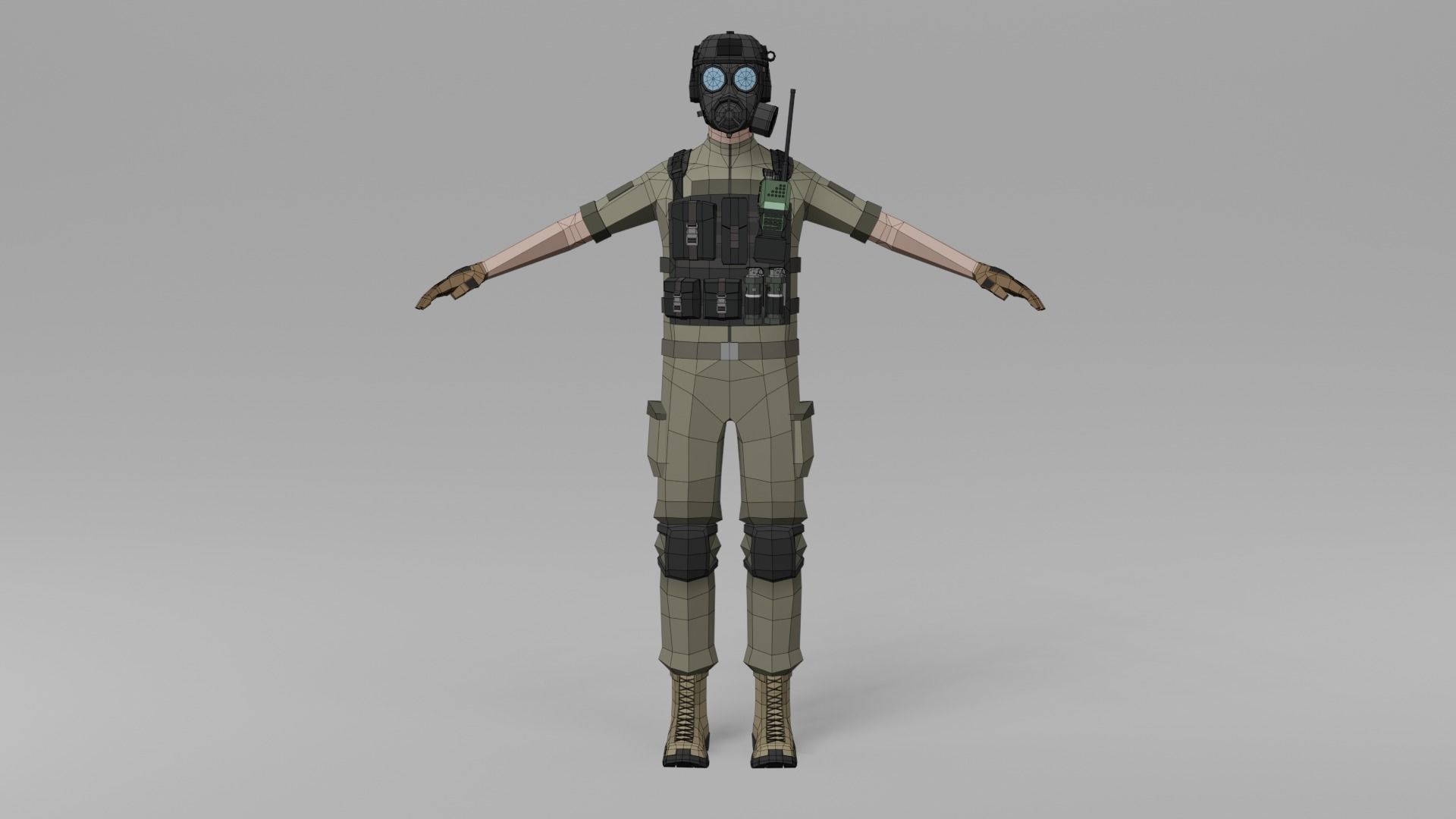 Low poly Soldiers Rigged Low-poly 3D model_14