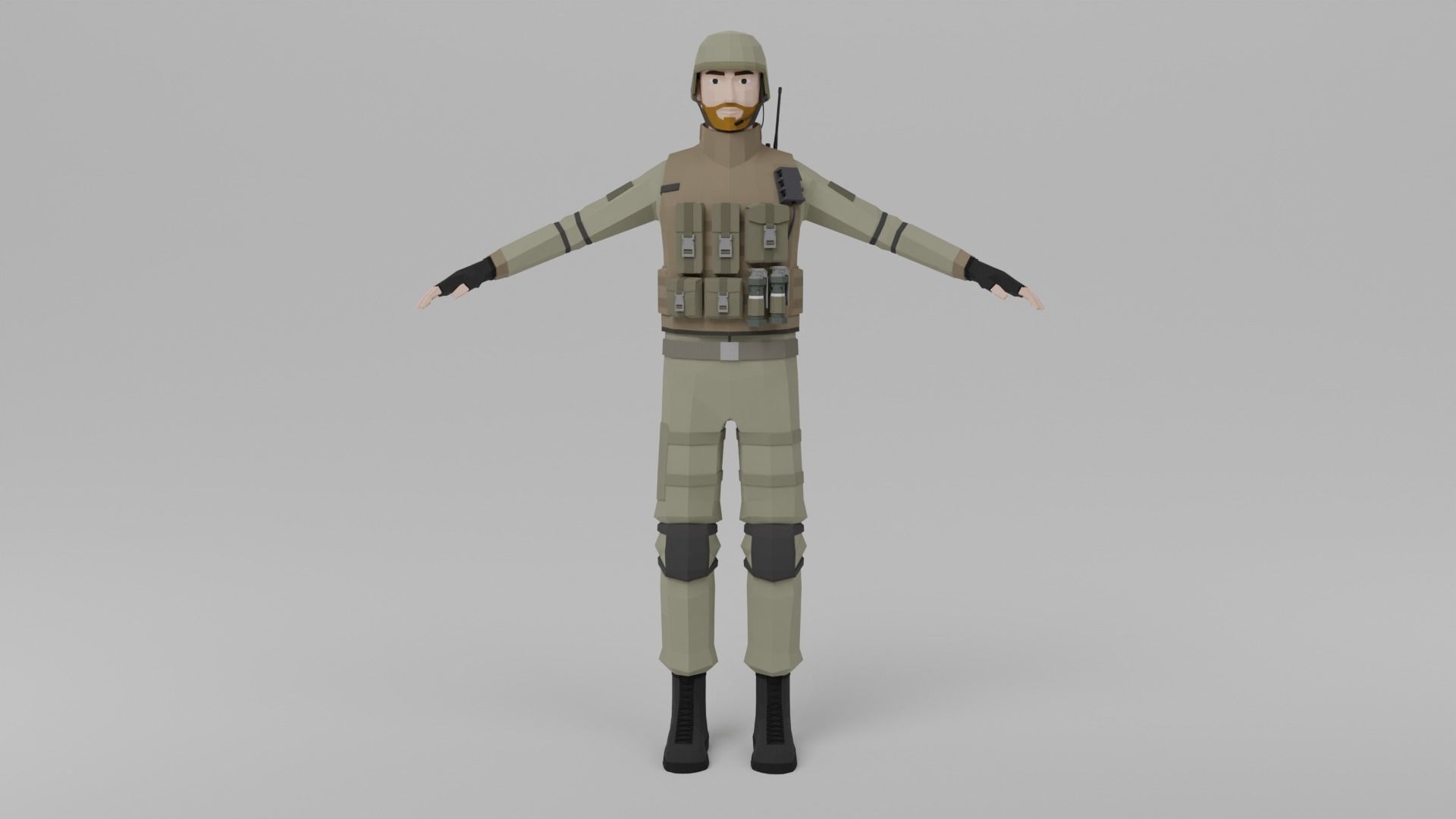Low poly Soldiers Rigged Low-poly 3D model_15