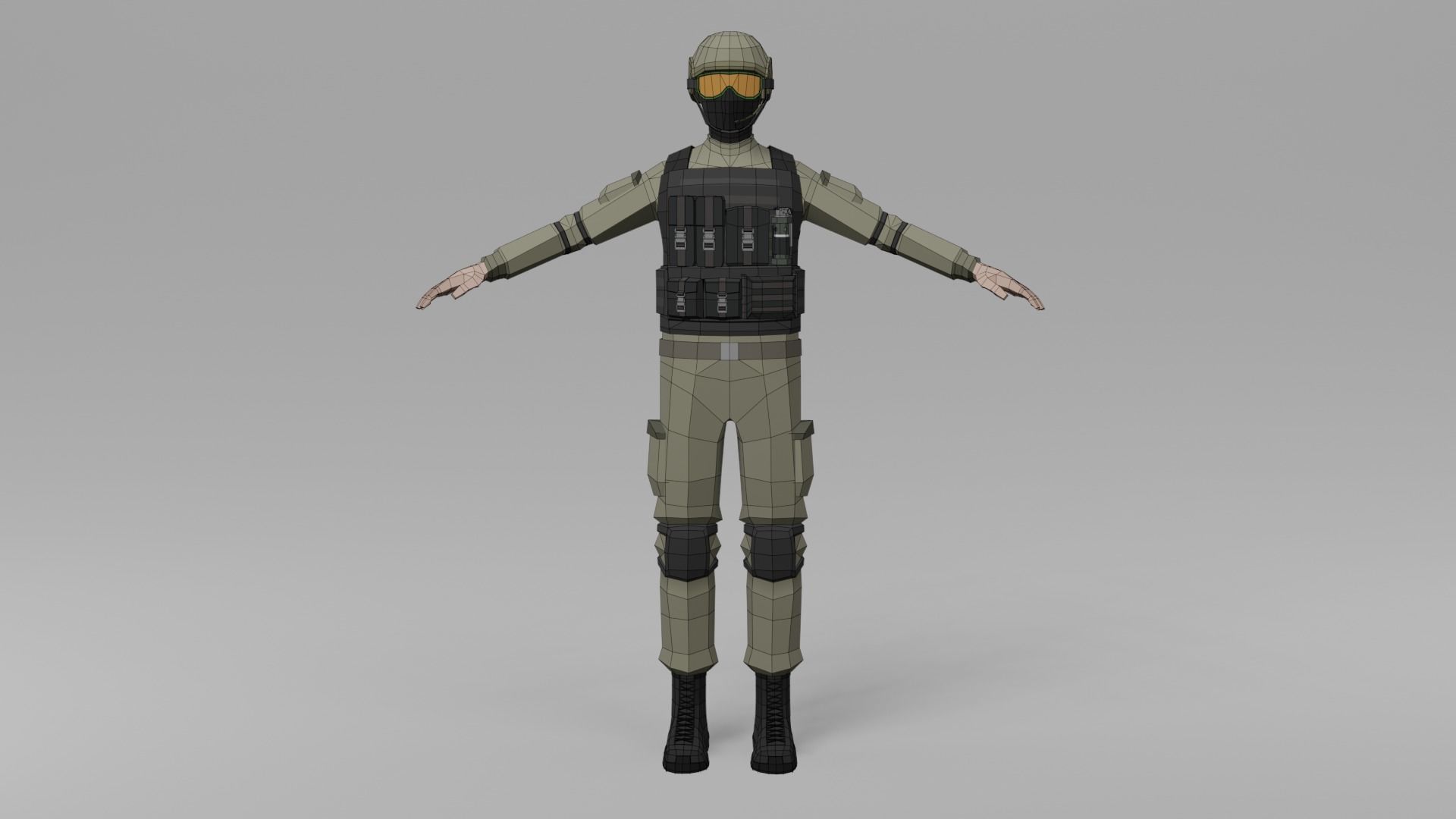 Low poly Soldiers Rigged Low-poly 3D model_10