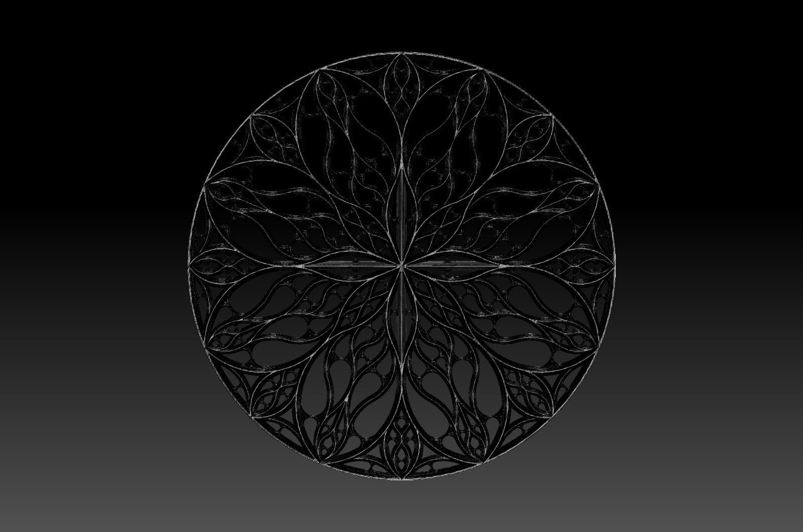 Gothic pattern decorative round window grille model 3D print model_5