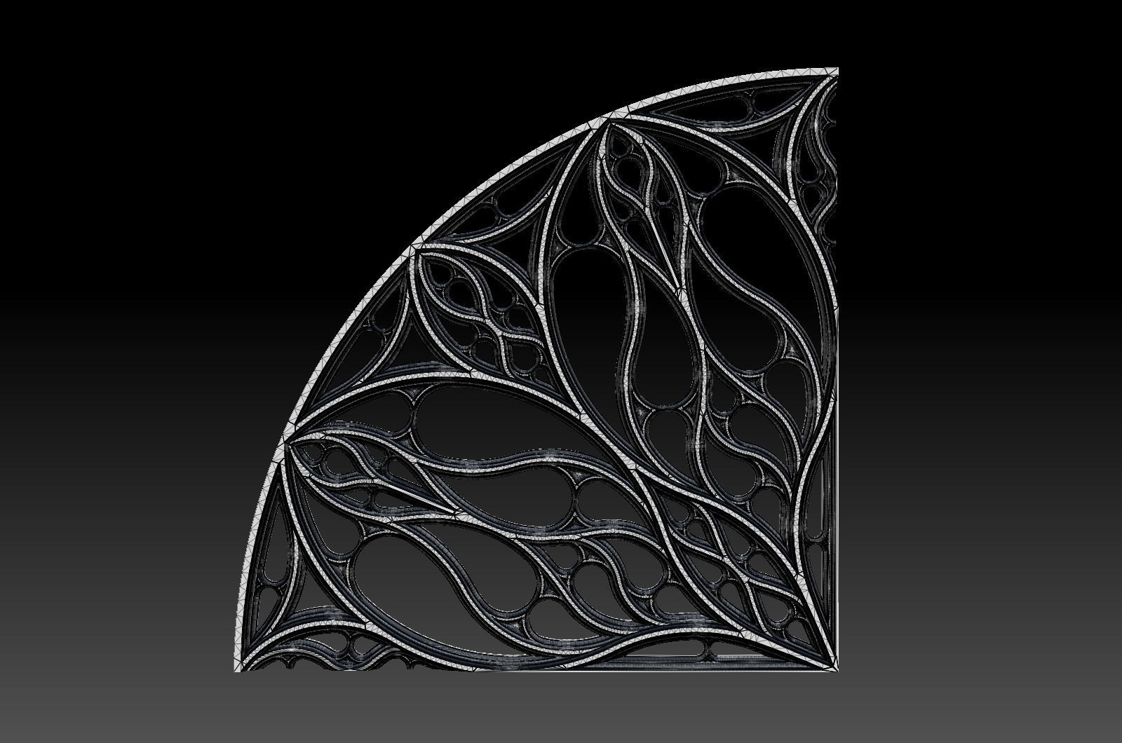 Gothic pattern decorative round window grille model 3D print model_8