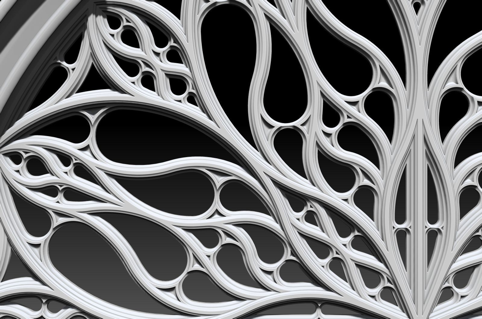 Gothic pattern decorative round window grille model 3D print model_12
