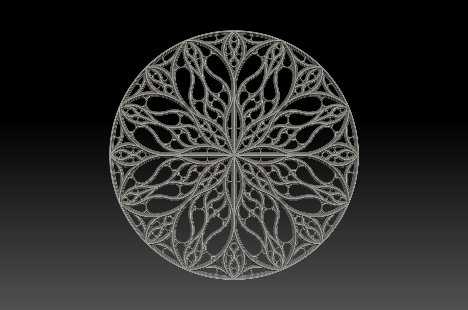 Gothic pattern decorative round window grille model 3D print model_2