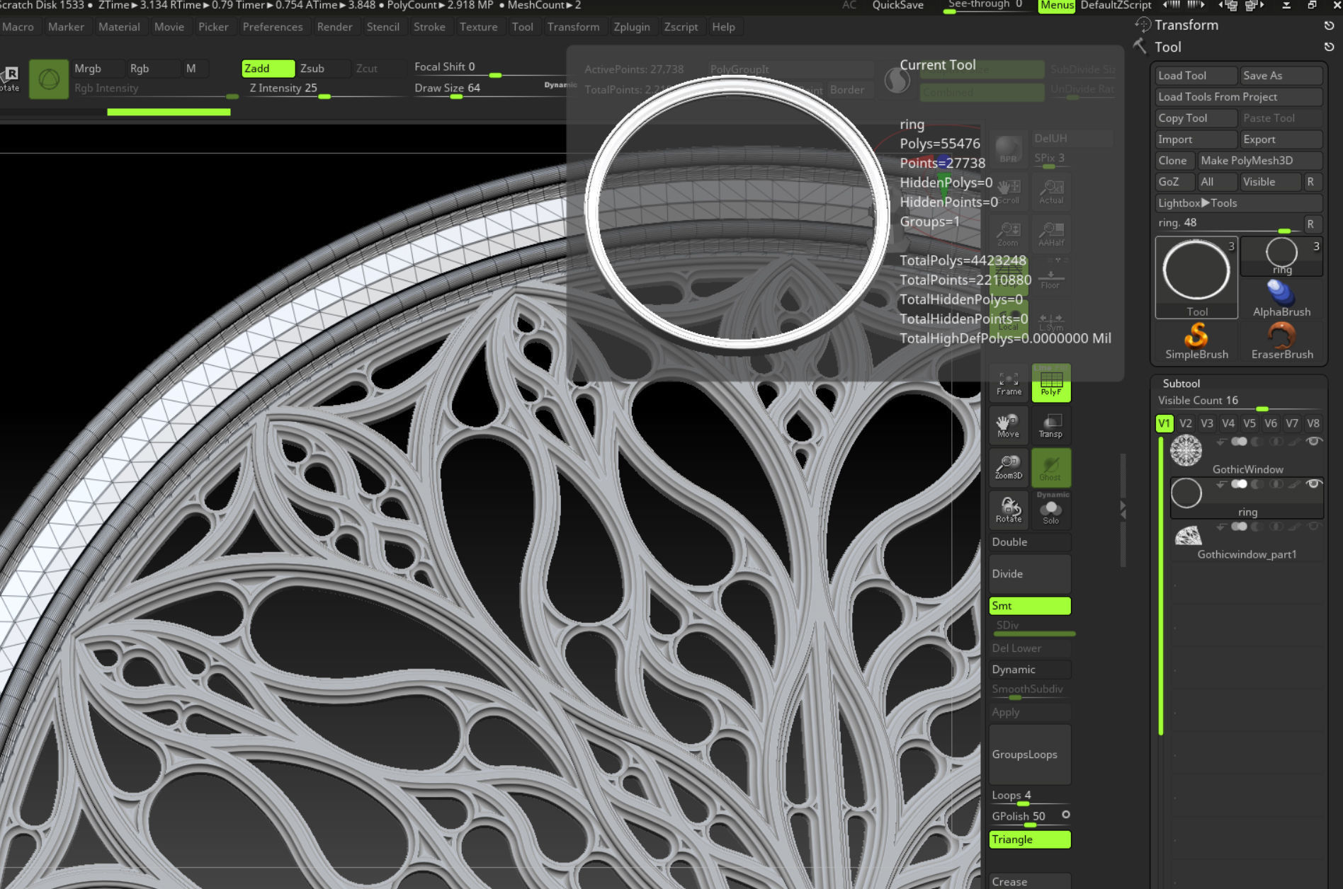 Gothic pattern decorative round window grille model 3D print model_10