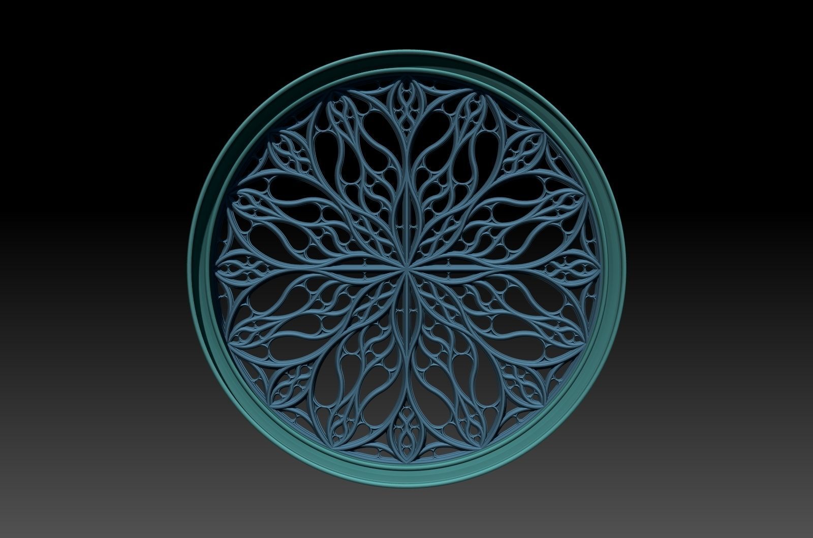 Gothic pattern decorative round window grille model 3D print model_17