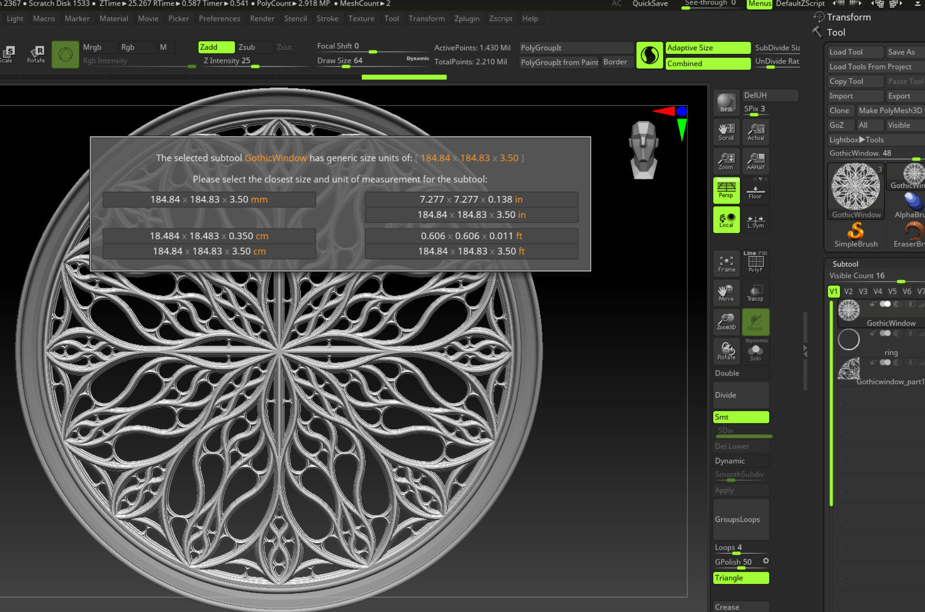 Gothic pattern decorative round window grille model 3D print model_15