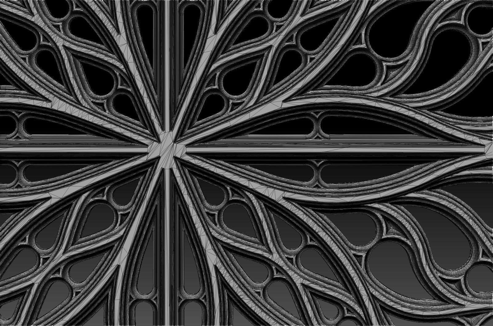Gothic pattern decorative round window grille model 3D print model_4