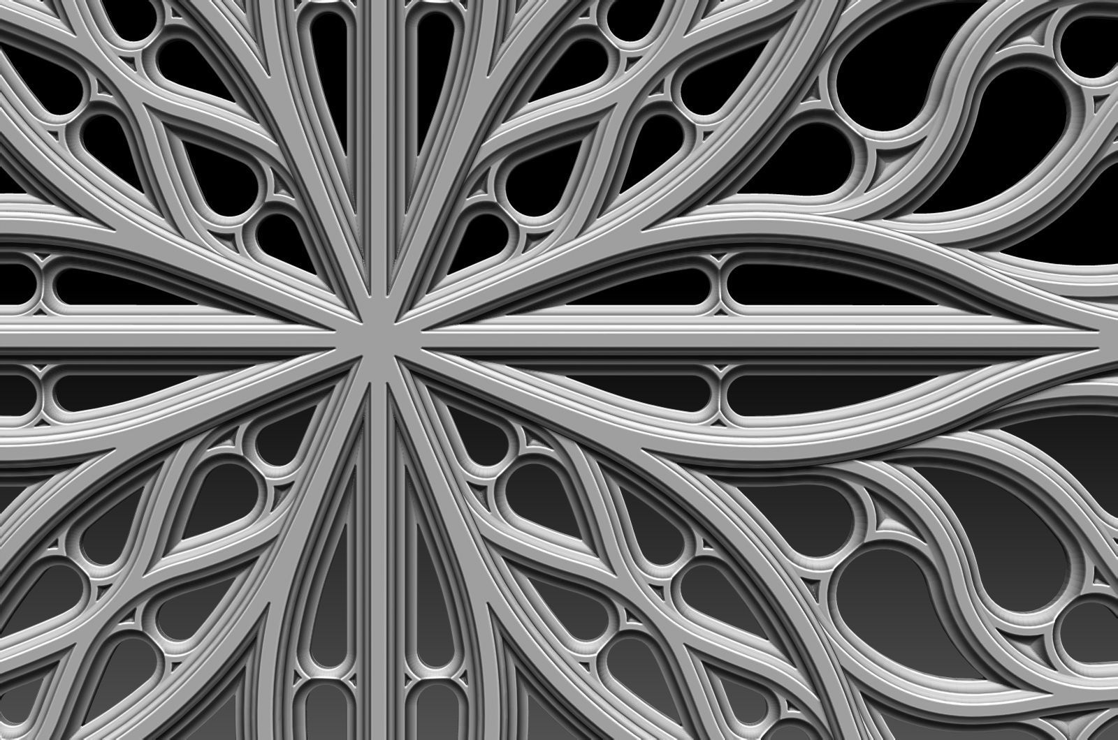 Gothic pattern decorative round window grille model 3D print model_3