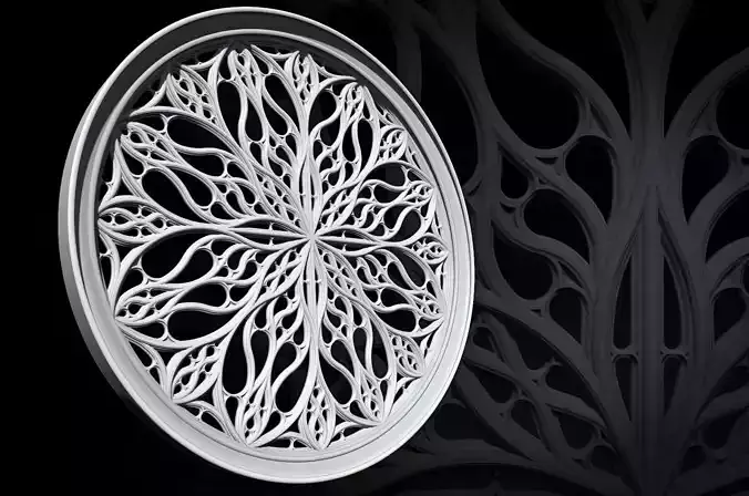 Gothic pattern decorative round window grille model 3D print model
