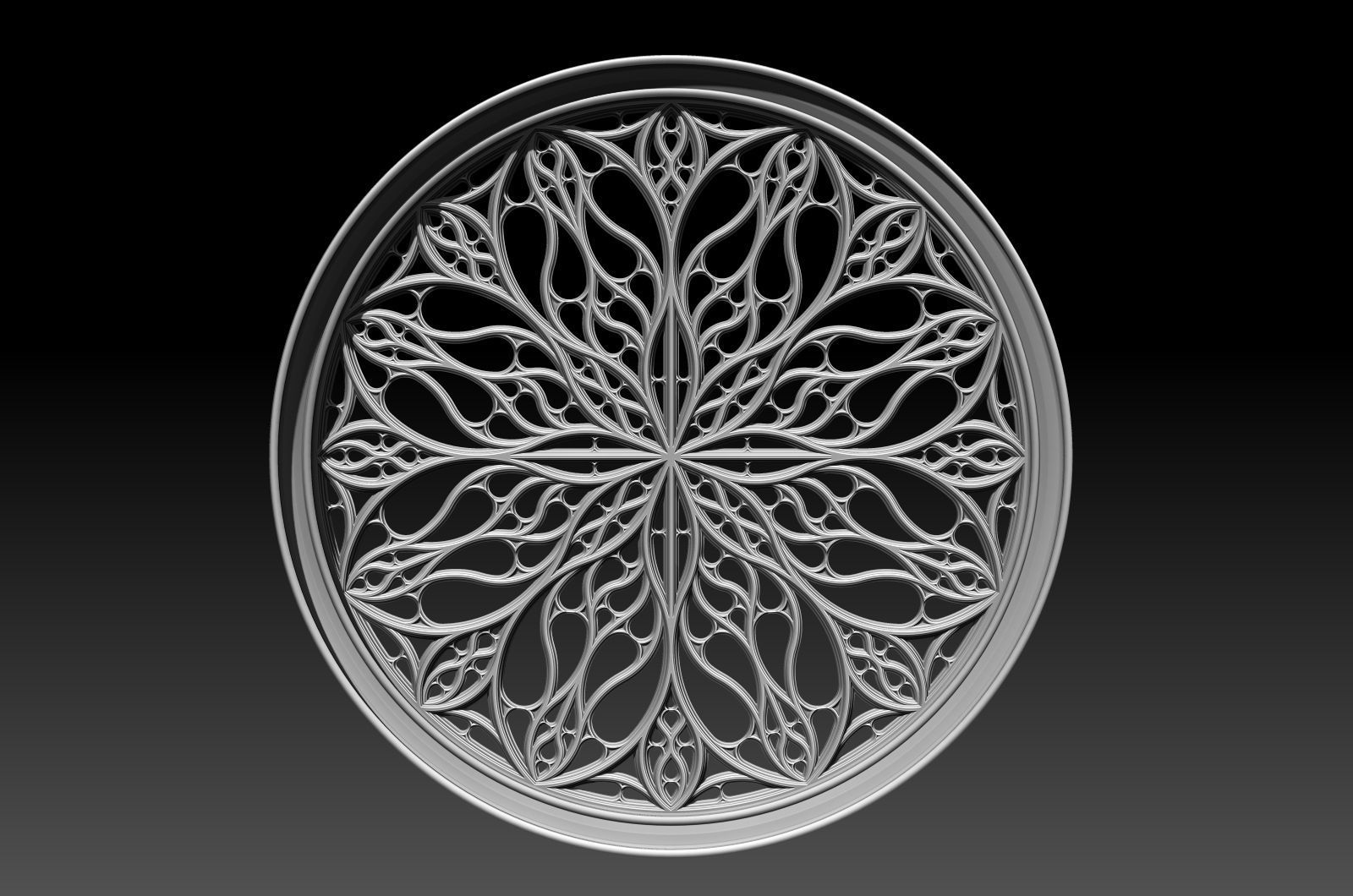 Gothic pattern decorative round window grille model 3D print model_14